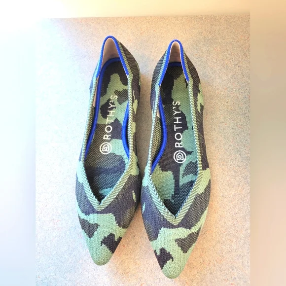 ROTHY'S Camo Green Pointed Slip-on Shoes Flats - Picture 2 of 6